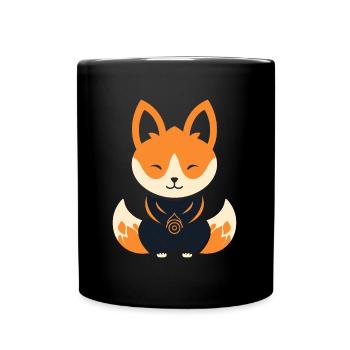 Humour petit renard japonais kitsune - Mug uni - noir - Devant