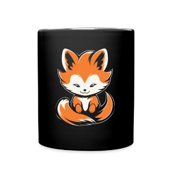Humour petit renard japonais kitsune - Mug uni - noir - Devant