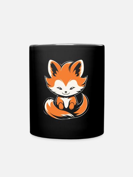 Kitsune Japanese Little Fox Humor - Full Colour Mug - black
