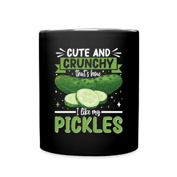 Cute and crunchy- Gurken Geschenk - Tasse einfarbig - Schwarz - Vorne