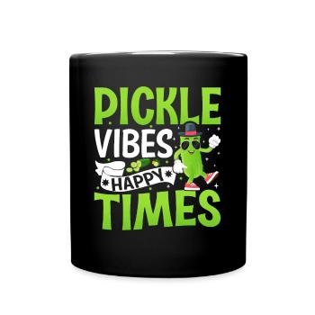 Pickle vibes happy times- Gurken Tshirt - Tasse einfarbig - Schwarz - Vorne