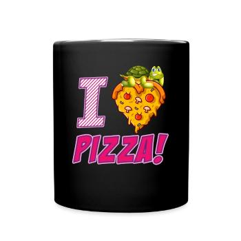 I LOVE PIZZA- Pizza Geschenke - Pizza Tshirt - Tasse einfarbig - Schwarz - Vorne