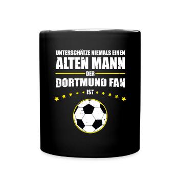 Alter Mann - Dortmund Fan | Retro Vintage Fußball - Tasse einfarbig - Schwarz - Vorne