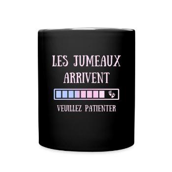 Jumeaux Femme Humour Annonce Grossesse Maman Drole - Mug uni - noir - Devant