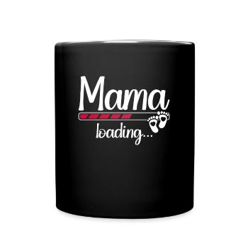 Mami Loading Schwangerschaft Bald Mama Loading - Tasse einfarbig - Schwarz - Vorne