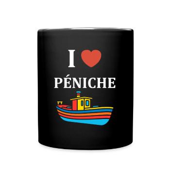 Bateau humour péniche - Mug uni - noir - Devant