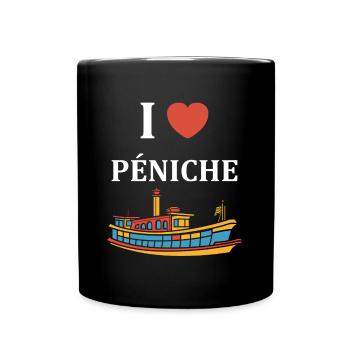 Bateau humour péniche - Mug uni - noir - Devant