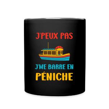 Bateau humour péniche - Mug uni - noir - Devant