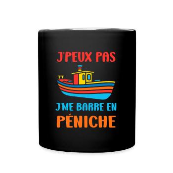 Bateau humour péniche - Mug uni - noir - Devant