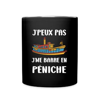 Bateau humour péniche - Mug uni - noir - Devant