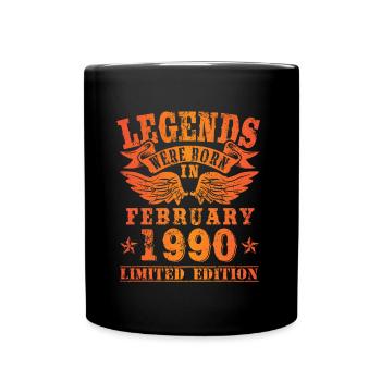 Legends were born in Februar 1990 Geburtstag - Tasse einfarbig - Schwarz - Vorne