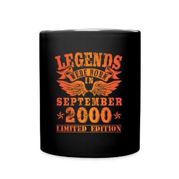 Legends were born in September 2000 Geburtstag - Tasse einfarbig - Schwarz - Vorne