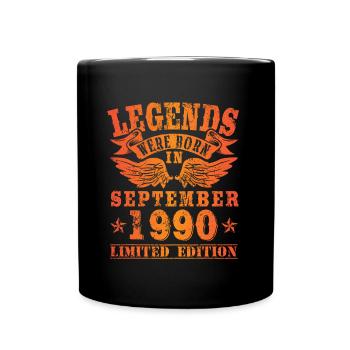 Legends were born in September 1990 Geburtstag - Tasse einfarbig - Schwarz - Vorne