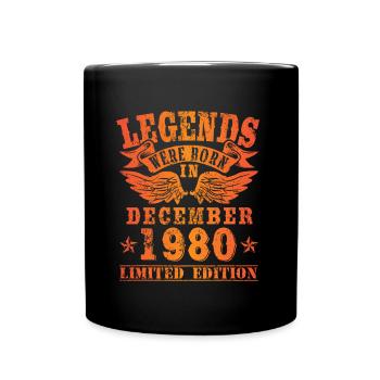 Legends were born in Dezember 1980 Geburtstag - Tasse einfarbig - Schwarz - Vorne