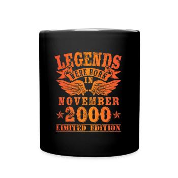 Legends were born in November 2000 Geburtstag - Tasse einfarbig - Schwarz - Vorne