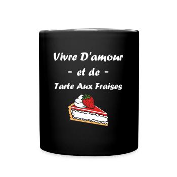 Tarte aux fraises - Mug uni - noir - Devant