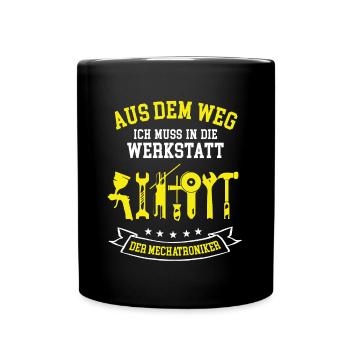 Werkstatt Mechatroniker Auto Mechaniker Schrauber - Tasse einfarbig - Schwarz - Vorne