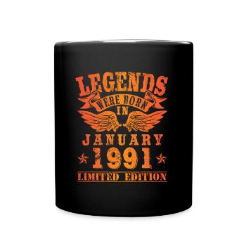 Les légendes sont nées en janvier 1991 - Mug uni - noir - Devant