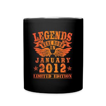 Legends were born in January 2012 birthday - Full Colour Mug - black - Front