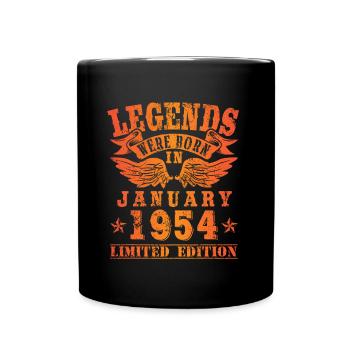 Legends were born in Januar 1954 Geburtstag - Tasse einfarbig - Schwarz - Vorne