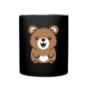 Niedliches kleines Tier Quokka - Tasse einfarbig - Schwarz - Vorne