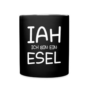 Eselkostüm Karneval Esel IAH Ich Bin Ein Esel - Tasse einfarbig - Schwarz - Vorne
