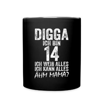 Digga J’ai 14 ans Je peux tout faire 14e anniversaire - Mug uni - noir - Devant