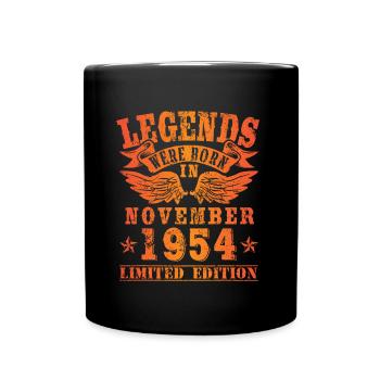 Legends were born in November 1954 Geburtstag - Tasse einfarbig - Schwarz - Vorne