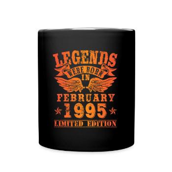 Legends were born in Februar 1995 Geburtstag - Tasse einfarbig - Schwarz - Vorne