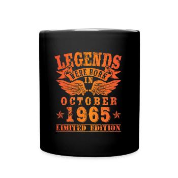 Legends were born in Oktober 1965 Geburtstag - Tasse einfarbig - Schwarz - Vorne