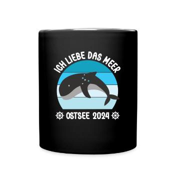 Ostsee 2024 Urlaub Ich liebe das Meer Wale Retten - Tasse einfarbig - Schwarz - Vorne