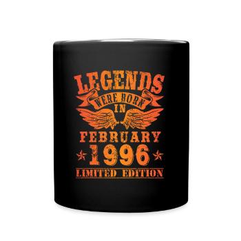 Legends were born in Februar 1996 Geburtstag - Tasse einfarbig - Schwarz - Vorne