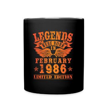 Legends were born in Februar 1986 Geburtstag - Tasse einfarbig - Schwarz - Vorne