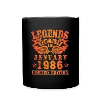Legends were born in Januar 1986 Geburtstag - Tasse einfarbig - Schwarz - Vorne