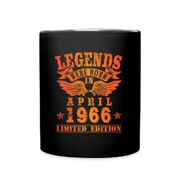 Legends were born in April 1966 Geburtstag - Tasse einfarbig - Schwarz - Vorne