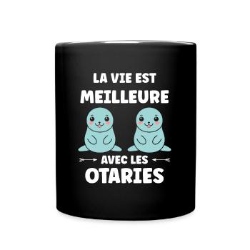 Animal mignon humour otarie - Mug uni - noir - Devant