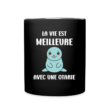 Animal mignon humour otarie - Mug uni - noir - Devant