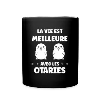 Animal mignon humour otarie - Mug uni - noir - Devant