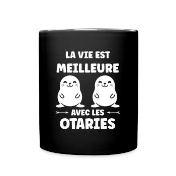 Animal mingon humour otarie - Mug uni - noir - Devant