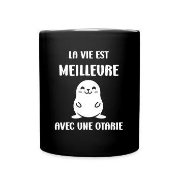 Animal mingon humour otarie - Mug uni - noir - Devant