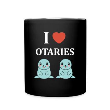 Animal mignon humour otarie - Mug uni - noir - Devant