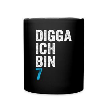 Digga ich bin 7. Geburtstag Junge 7. Geburtstag - Tasse einfarbig - Schwarz - Vorne