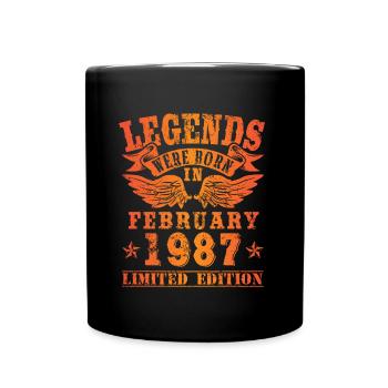 Legends were born in Februar 1987 Geburtstag - Tasse einfarbig - Schwarz - Vorne