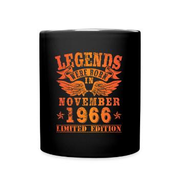 Legends were born in November 1966 Geburtstag - Tasse einfarbig - Schwarz - Vorne