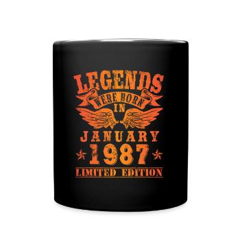 Legends were born in Januar 1987 Geburtstag - Tasse einfarbig - Schwarz - Vorne