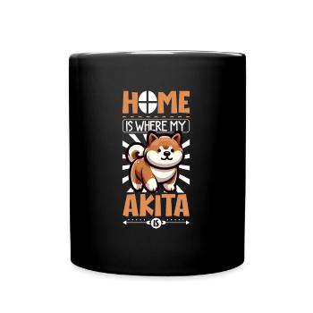 Zuhause - Akita - Tasse einfarbig - Schwarz - Vorne