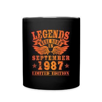 Legends were born in September 1987 Geburtstag - Tasse einfarbig - Schwarz - Vorne