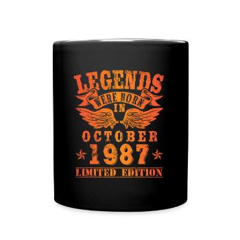 Legends were born in Oktober 1987 Geburtstag - Tasse einfarbig - Schwarz - Vorne