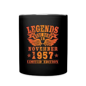 Legends were born in November 1957 Geburtstag - Tasse einfarbig - Schwarz - Vorne