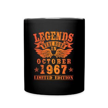 Legends were born in Oktober 1967 Geburtstag - Tasse einfarbig - Schwarz - Vorne